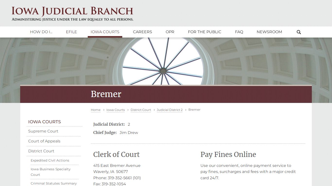 Bremer | Judicial District 2 | Iowa Judicial Branch